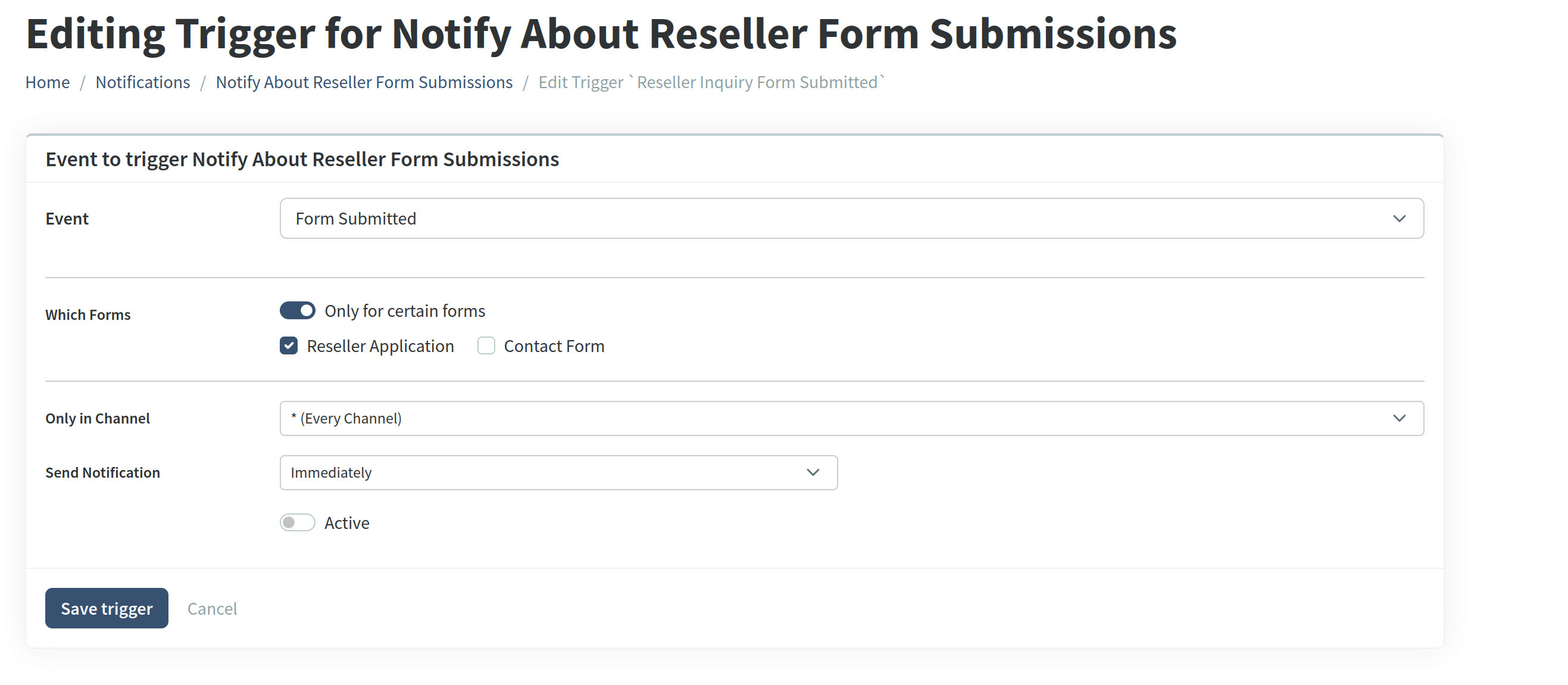 Form Submission Notification